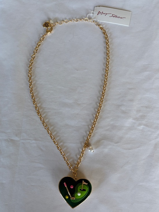 Betsey Johnson Gold Plated Heart Golf Pendant and Pearl Necklace NWT - Picture 6 of 6